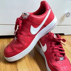 Red & White Leather AF1